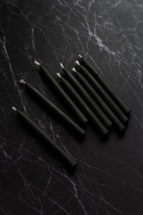 Beeswax Birthday Cake Candles, 8 cm, Black